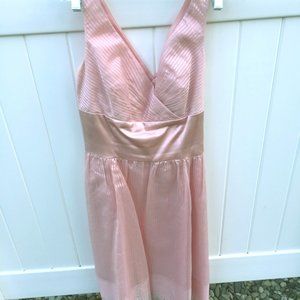 Pink Silk Cocktail Dress with Chiffon Overlay